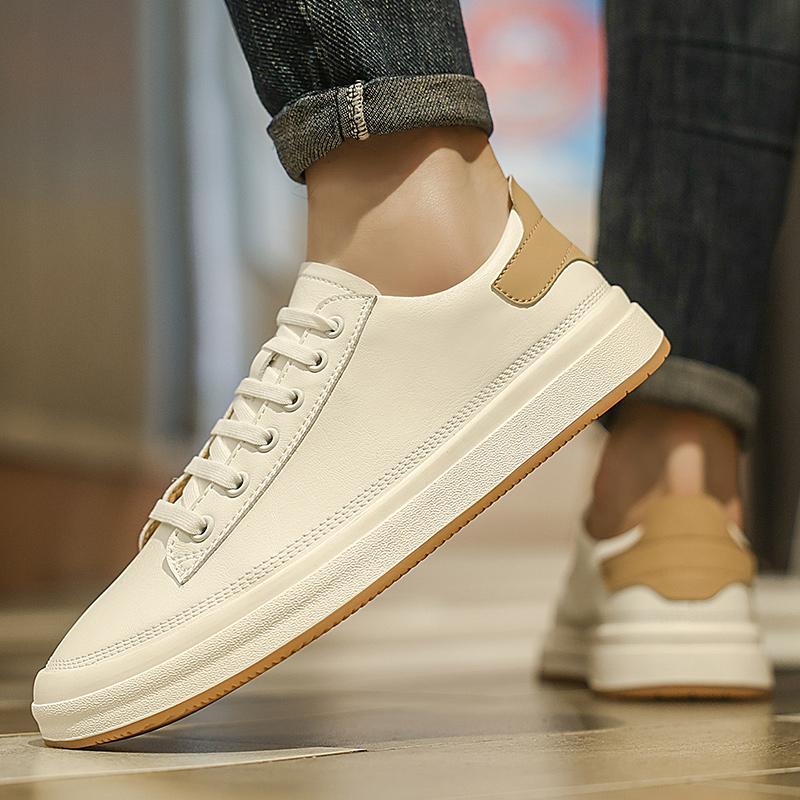 Fashion Italian Men White Leather Casual Flat Designer Shoes Fashion New Antiskid Walking Shoes Comfy Vulcanized Tenis Masculinos Shoes