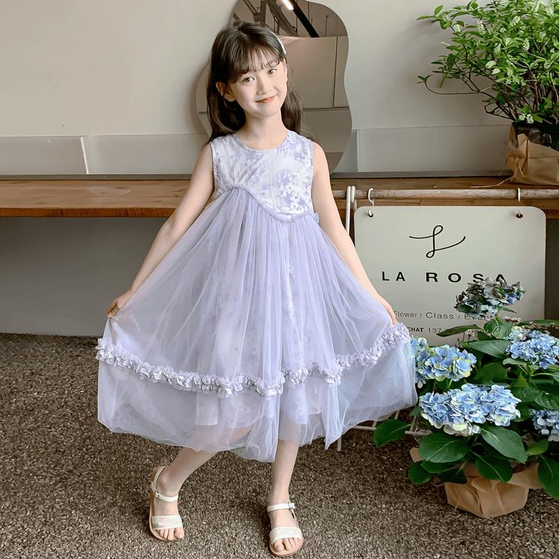 Girls' Summer Floral Lace Princess Dress