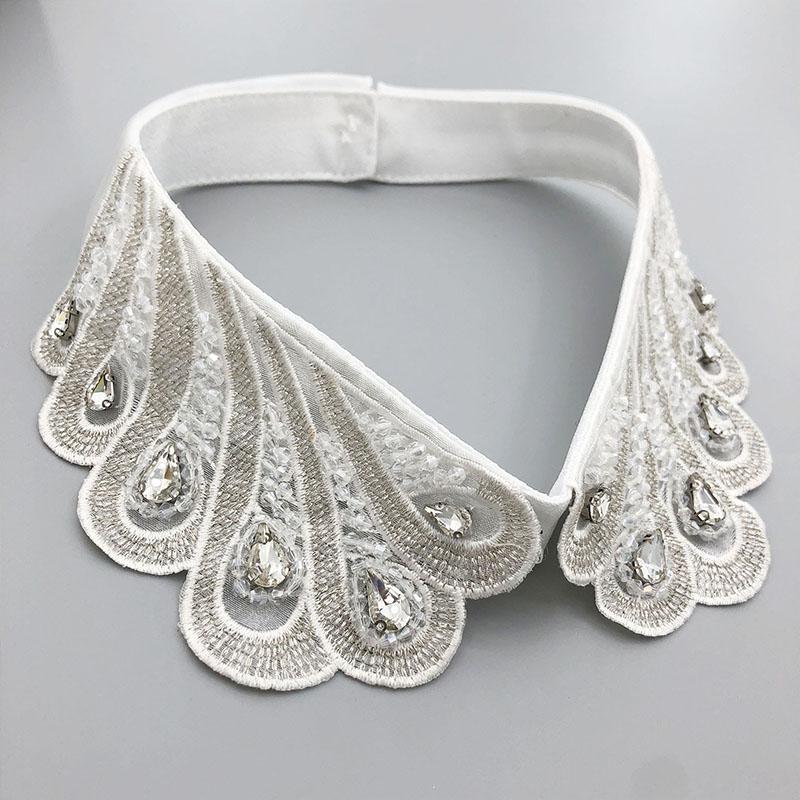 Beading Fake Collar Women Elegant Diamond Detachable Collars for Woman False Shawl Shoulder Wrap Lapel False Collars Woman Tie