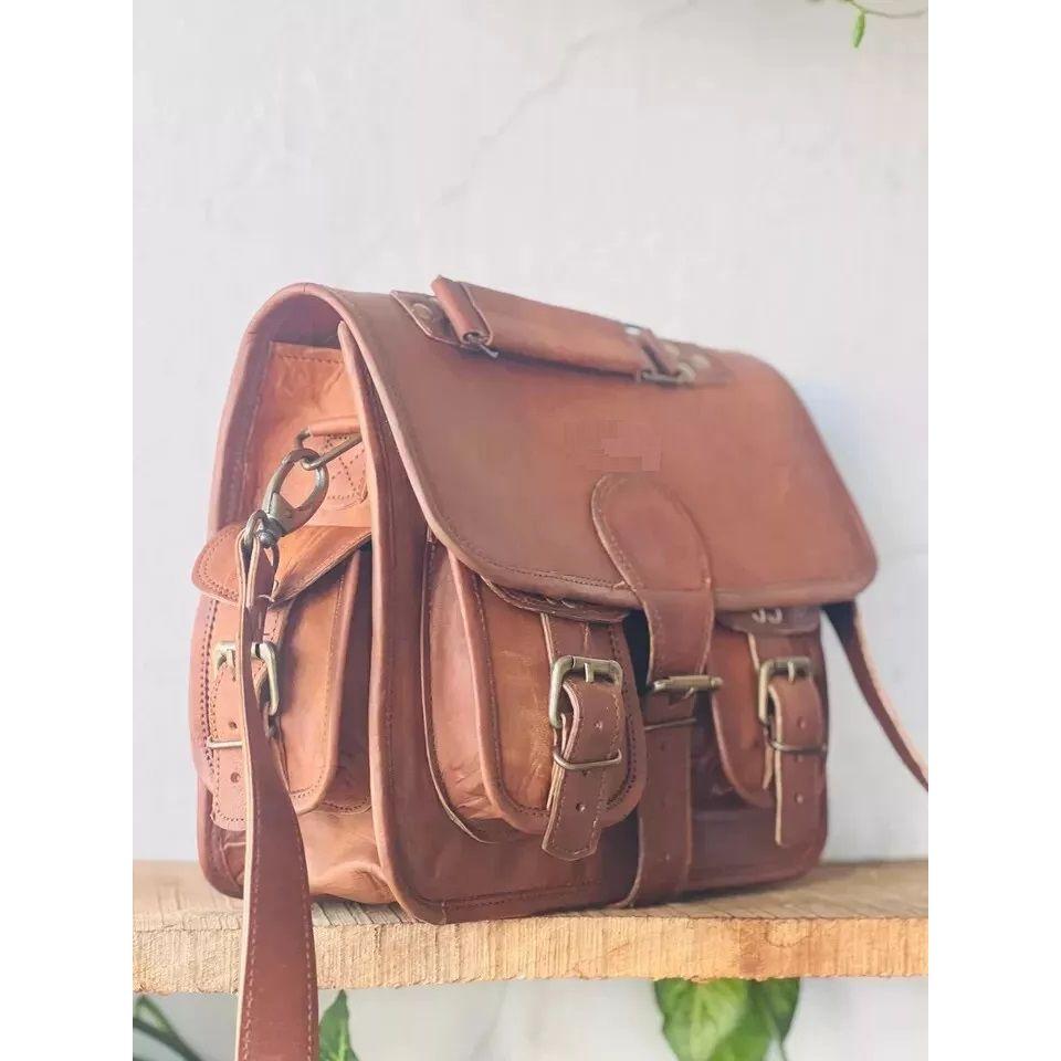 Men's Suitable Leather Vintage Laptop Handmade Briefcase Bag Satchel Messenger.