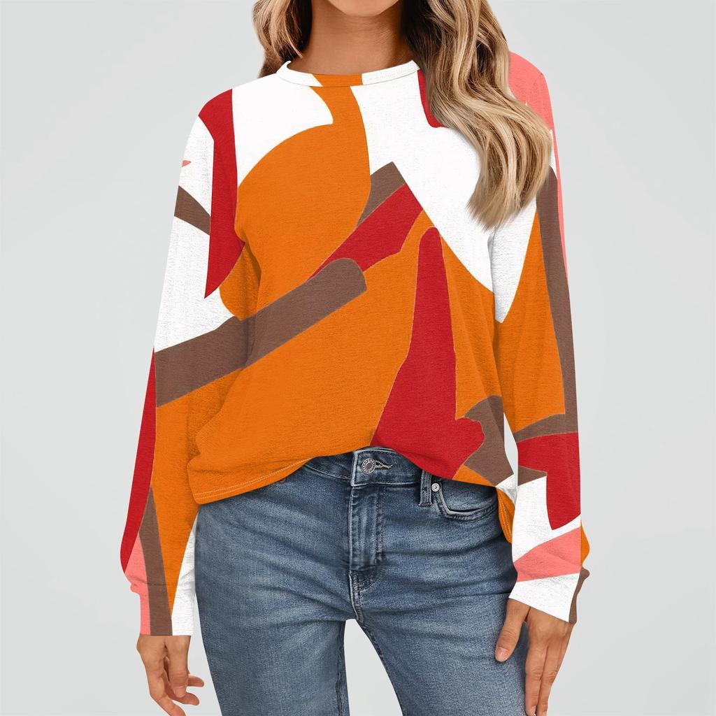 Women's Fashion Long Sleeve Shirts Loose Fitted Crewneck Basic Tops Casual Outfits