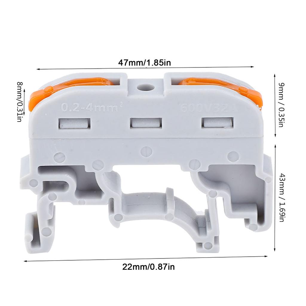 10 шт. PCT211 Проходной клеммник для проводов 0,24 мм Нажимной быстрозажимной клеммный блок(Светло-серый )