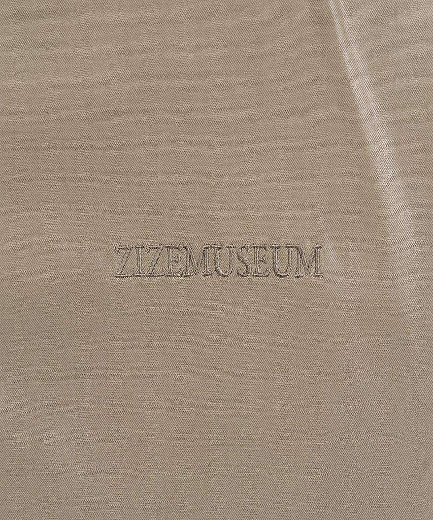 ZIZEMUSEUM Оверсайз блестящая рубашка-куртка (Пепельно-бежевый)