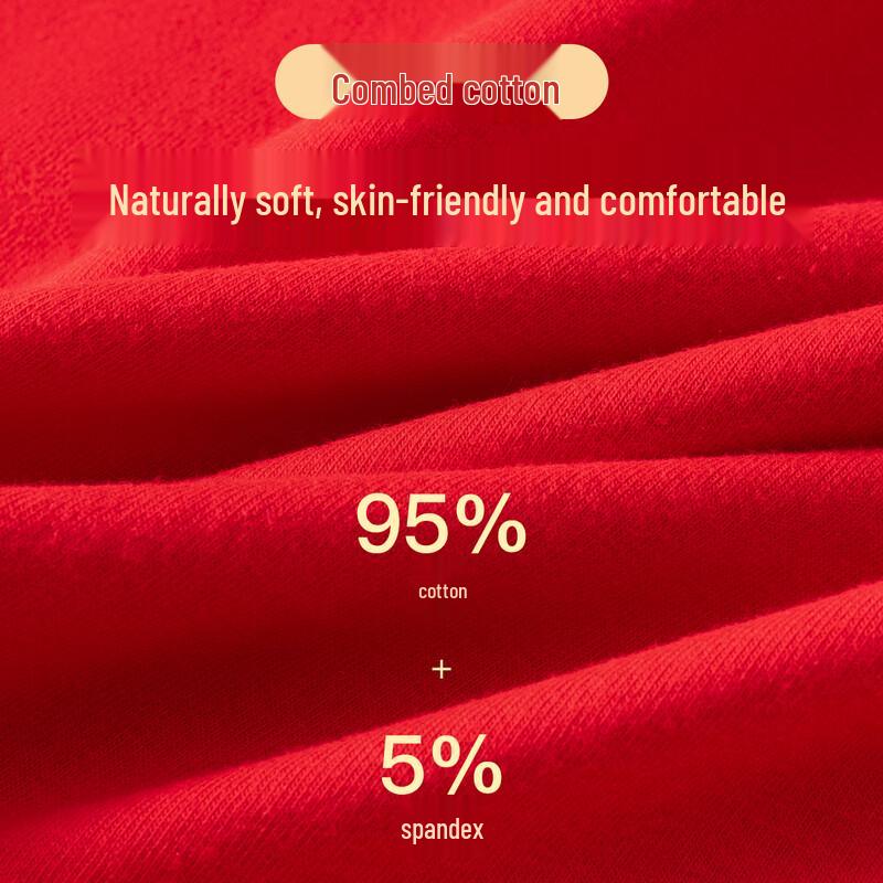 Mao Ren Women's Red High-Waist Xinjiang Cotton Briefs 3-Pack