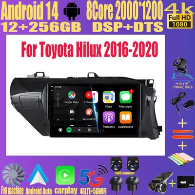 Автомобильное радио Android 14 Carplay Auto 2K экран WIFI+4G мультимедийный плеер для Toyota Hilux 2016-2020 2din автомагнитола стерео головное устройство