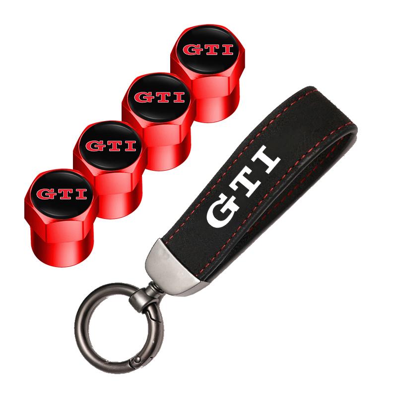 VEMZG1 Car Tire Wheel Valve Caps Cover Suede Car Key Chain Ring Keychain For VW R GTI Polo Golf Passat Tiguan Arteon Touareg ID.3 Jetta