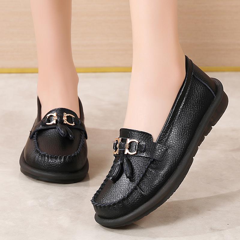 Женские лоферы с конской пряжкой, кожаные мокасины для вождения, удобные туфли на плоской подошве, повседневные туфли без шнуровки, прогулочная минималистичная женская обувь для беременных больших размеров