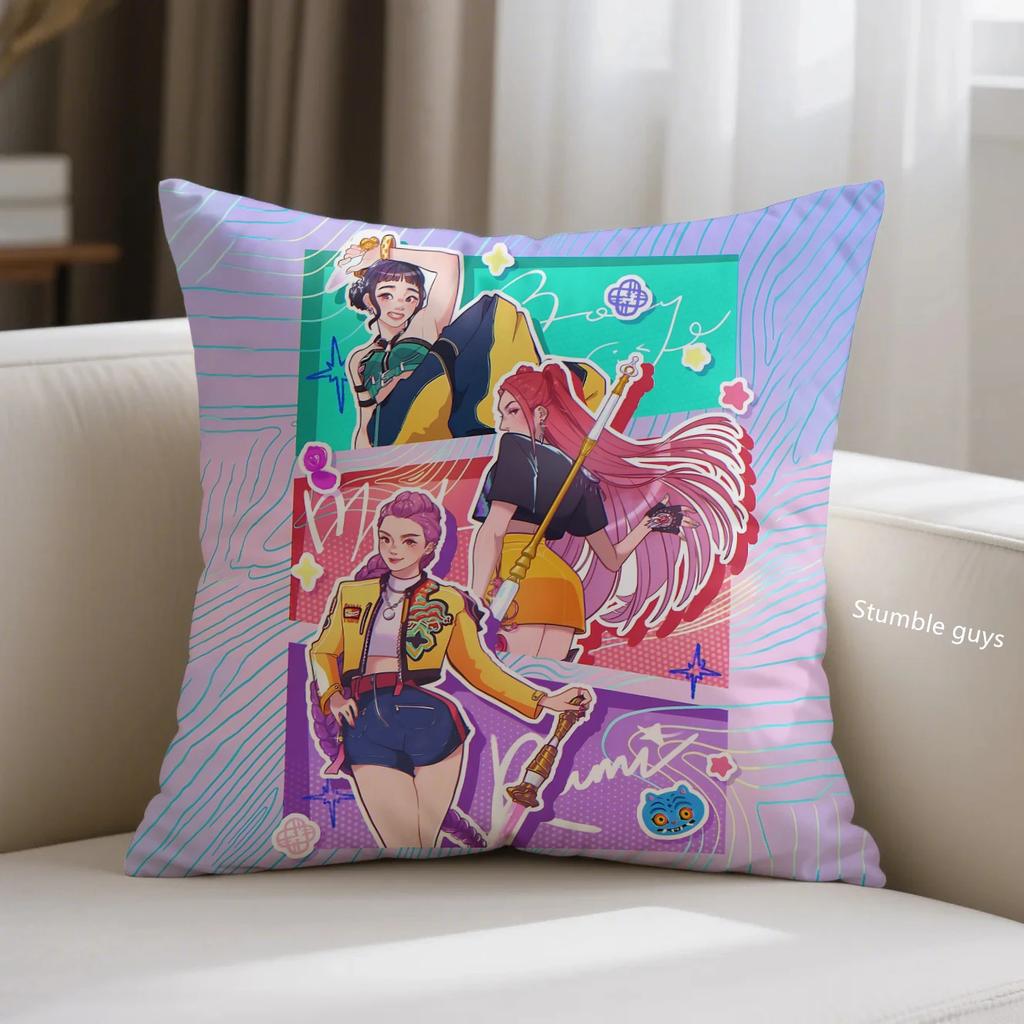 Kpop Cushion Cover Demon Hunters Anime Sofa Pillowcase For Fans