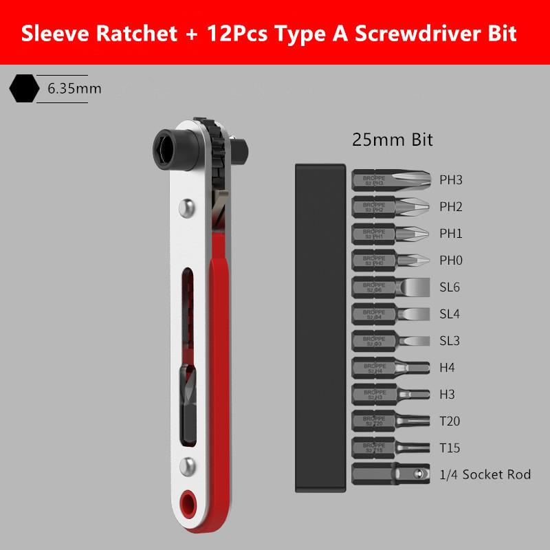 BROPPE Набор магнитных двусторонних отверток с храповым механизмом, прямоугольный 1/4 дюйма, шестигранный хвостовик, поворотная головка с трещоткой для узкого пространства, сделай сам