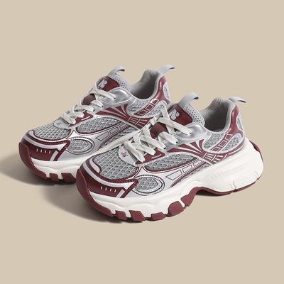 Повседневные удобные женские кроссовки из натуральной кожи с толстой подошвой, теннисные кроссовки, спортивные кроссовки на толстом каблуке, со шнуровкой, для бега, размер 35-40