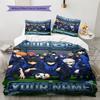 Name Custom Blue Lock Pattern Bedding Set Quilt Cover Pillowcase Home Decor Gift (1 * duvet cover + 2 * pillowcase, without core)