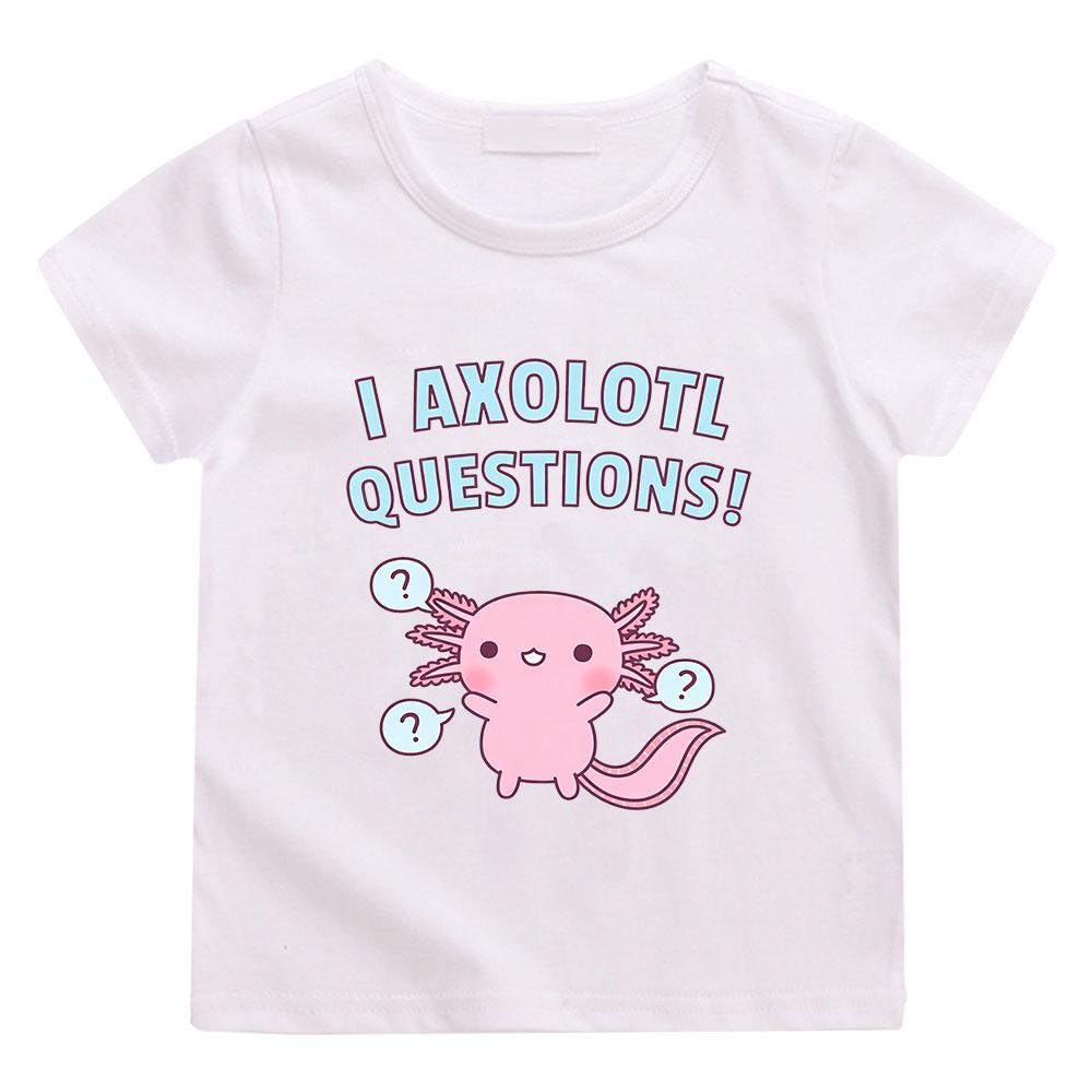 Pink Axolotl Children's T-shirts 100% Funny Cartoon Print Short Sleeve Boys Girls Tees Summer Casual Round Neck T-shirt
