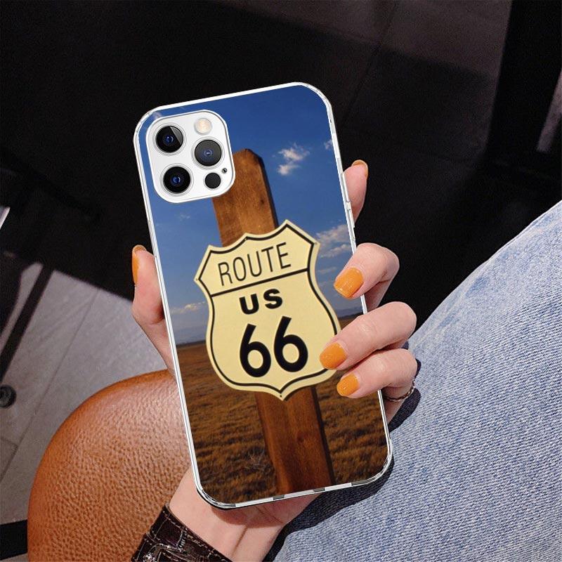 America Route 66 Phone Case For iPhone 17 Air 16 Pro Max 16E 15 + 14 Plus 11 12 13 Mini 7 8 SE Gift Print Cover Fundas