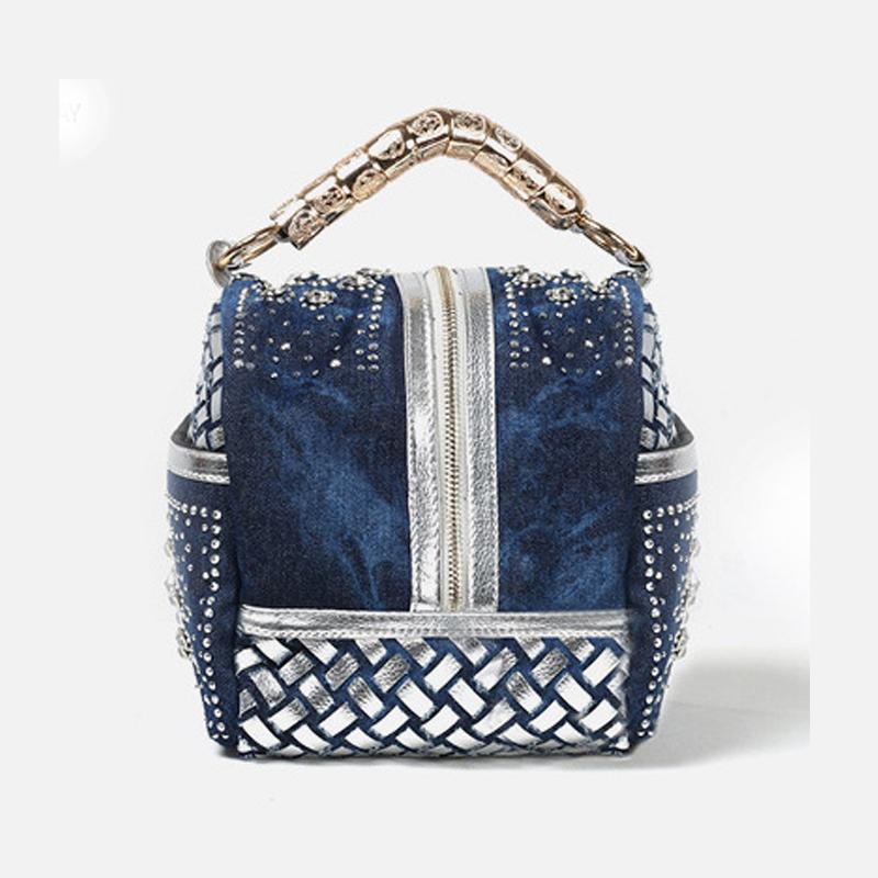 Дизайнерская тканая женская сумка Известный бренд со стразами Сумка на плечо Роскошные сумки Джинсовая сумка
