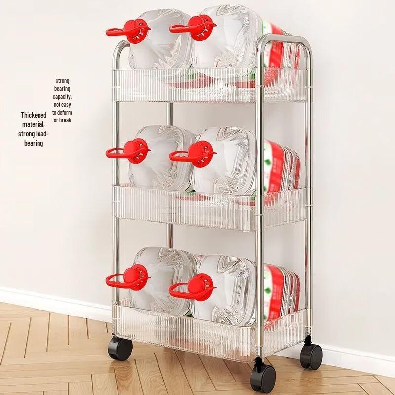 Miling 3-Tier Clear Acrylic Rolling Storage Cart