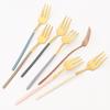 Горячая 1 шт. красочная маленькая вилка из нержавеющей стали 304, вилка для торта, вилка для чая, закусок, столовые приборы, столовые приборы, десертная вилка для фруктов, столовое серебро