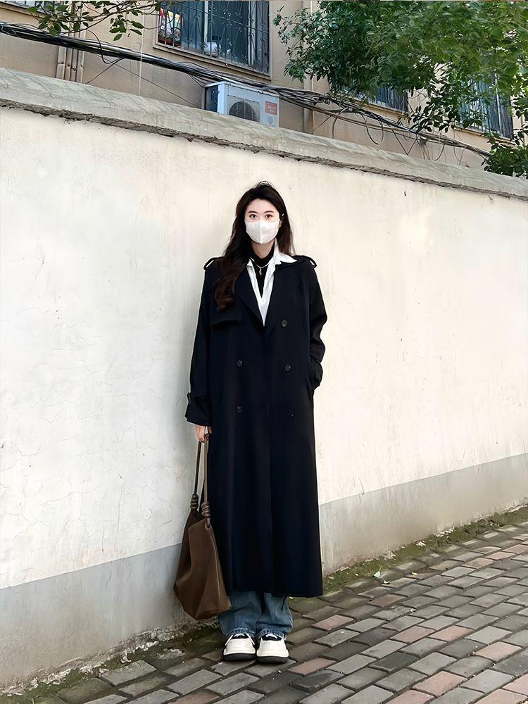 Женский высокий удлиненный серый тренч, весна-осень 2025 новый стиль, повседневная верхняя одежда до щиколотки