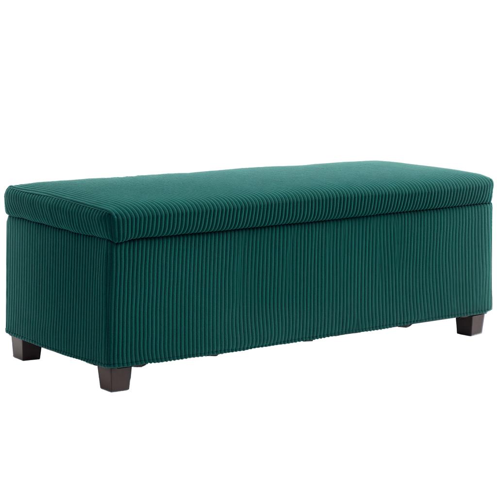Corduroy Velvet End Of Bed Storage Bench With Lid For Living Room Bedroom Entrance 112 X 42 X 40 Cm Green