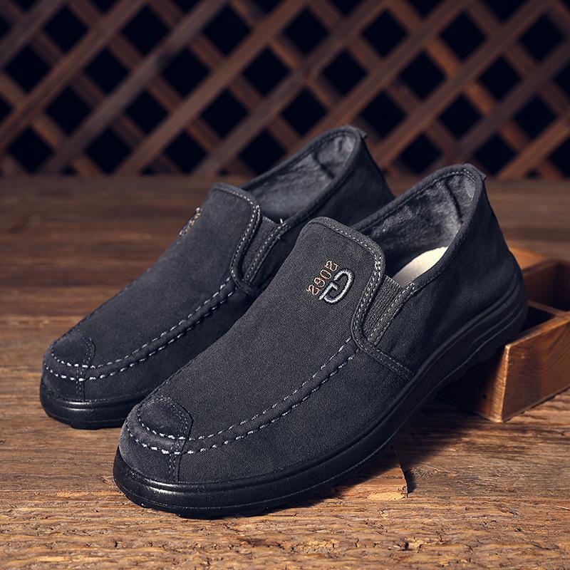 Мужские туфли с одной педалью, летние, новые, дышащие, ленивые, мужские, повседневные, парусиновые туфли, старые, Пекинские, тканевые, мужские