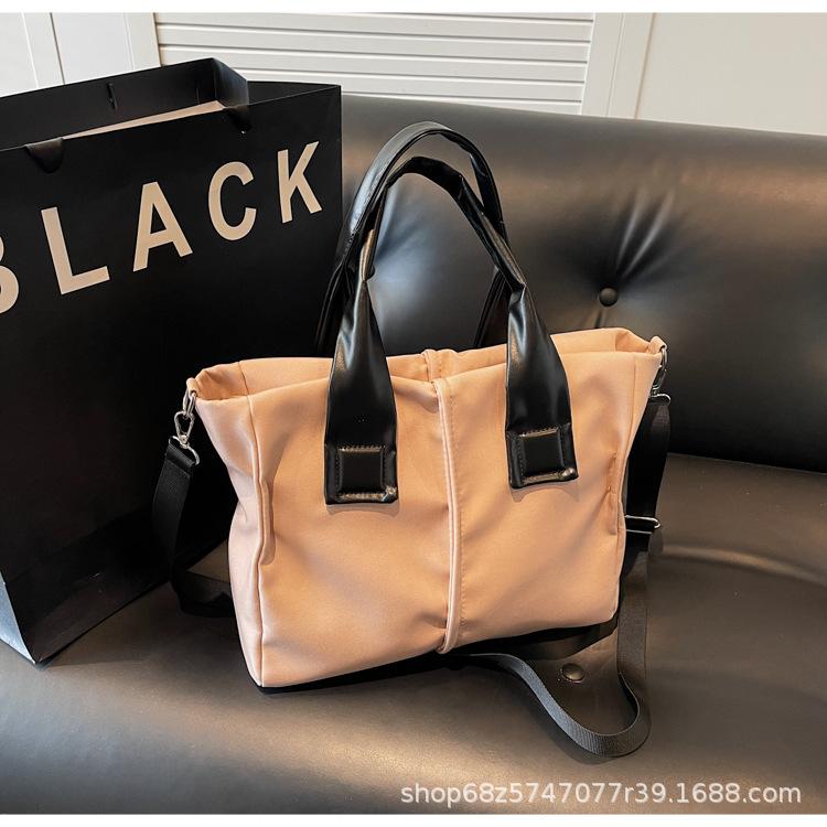 Japanese Fashion Solid Color Large Capacity Canvas Bag Casual Design Niche One-shoulder Crossbody Bag Hand-held Class Cloth Bag