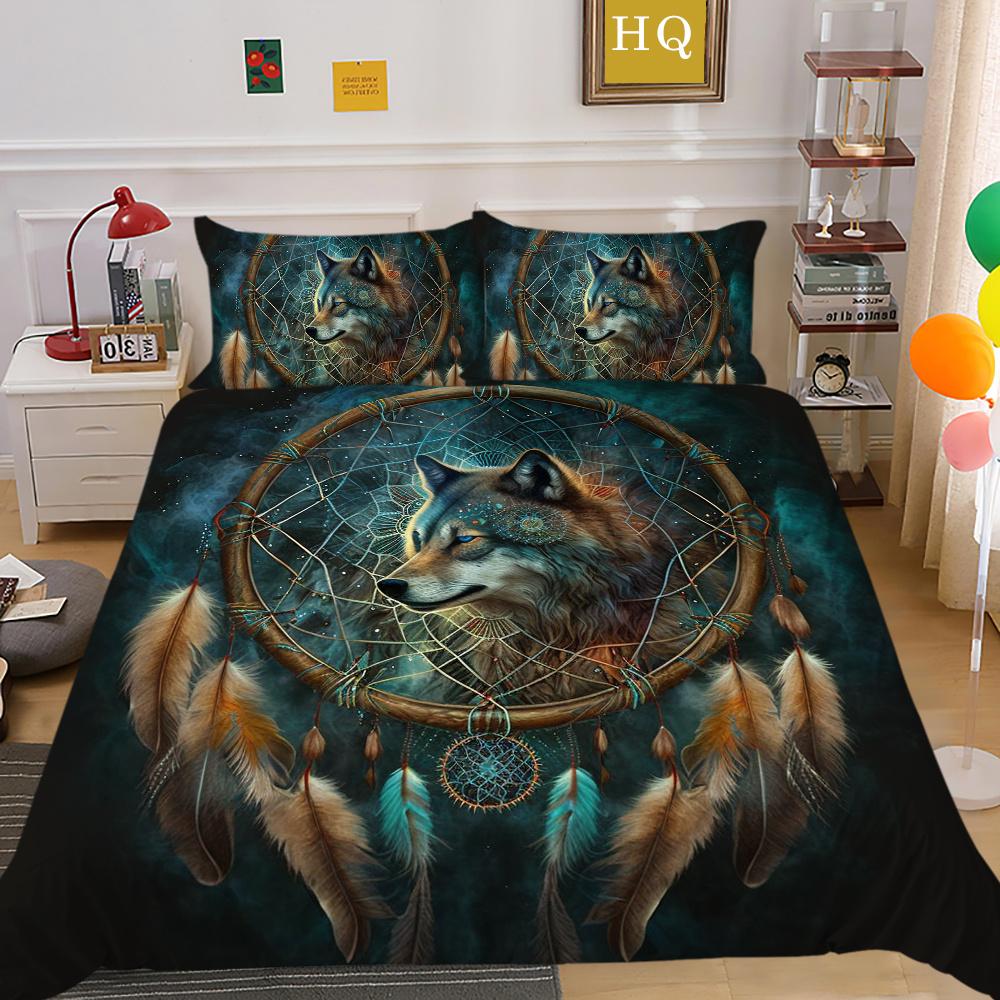 Одеяло с принтом волка, комплект постельного белья из микрофибры королевского размера, чехол для мальчиков-подростков, высококачественный домашний текстиль