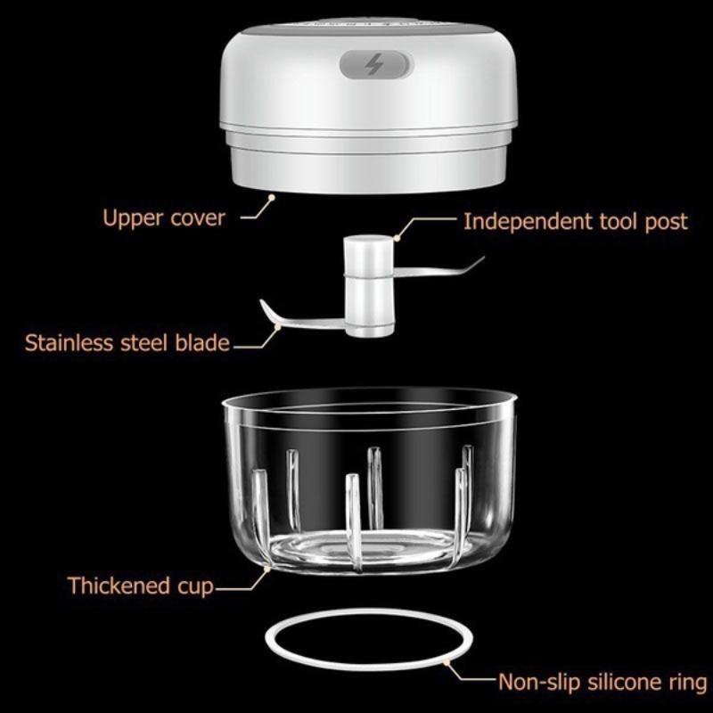 (100/250ml)2023 Upgraded Wireless Electric Garlic Masher Press Stirrer Chopper Vegetable Kitchen Garlic Potato Meat Shredder