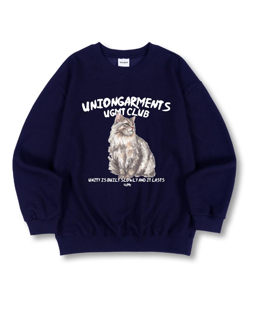 UNION GARMENTS Свитшот оверсайз с рисунком кота, премиальный, двусторонний, 4 цвета