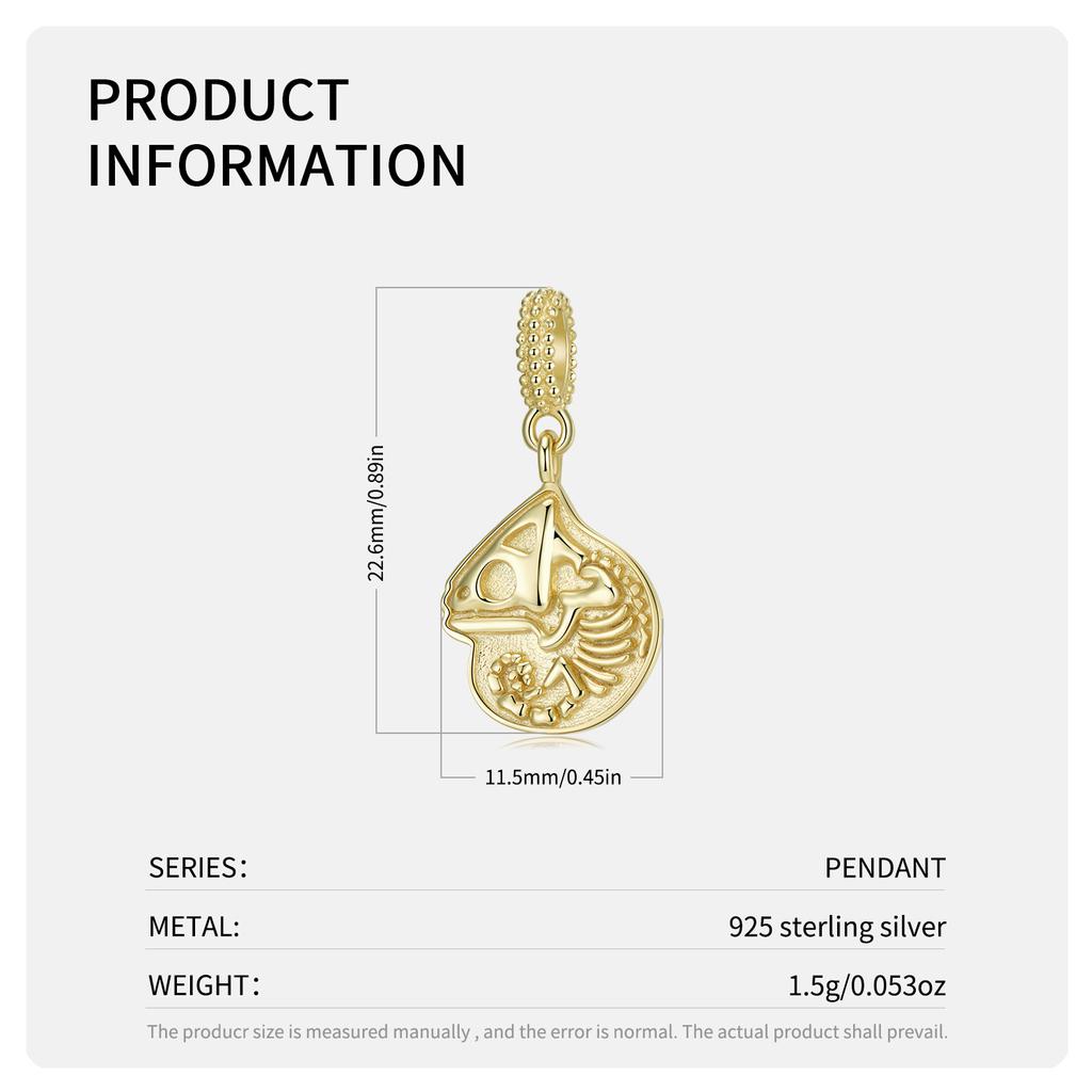 Skeleton Time Gear Wheel Skull Pendants for Necklace Real 925 Sterling Silver CZ Necklaces Castle Pendant Jewelry for Women Fashion Halloween Gift