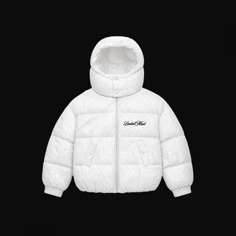 Couple Winter Hooded Cotton Jacket Water-Responsive Print Zip-Up Streetwear Coat Men Women