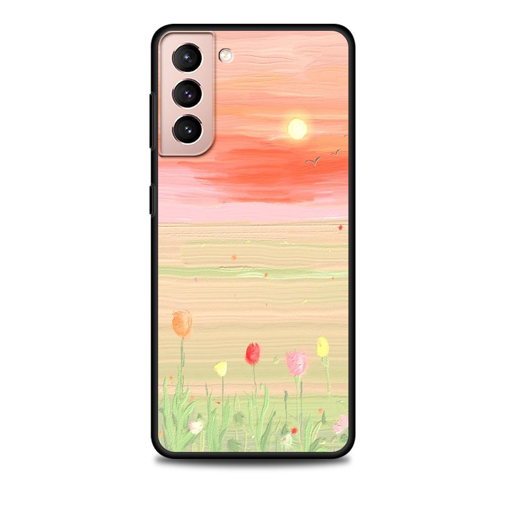 Чехол с изображением цветов в стиле ретро для Samsung Galaxy S22 Ultra, чехол для телефона S21 S20 FE S10 S9 S8 Plus S10e S7 Edge, черный мягкий