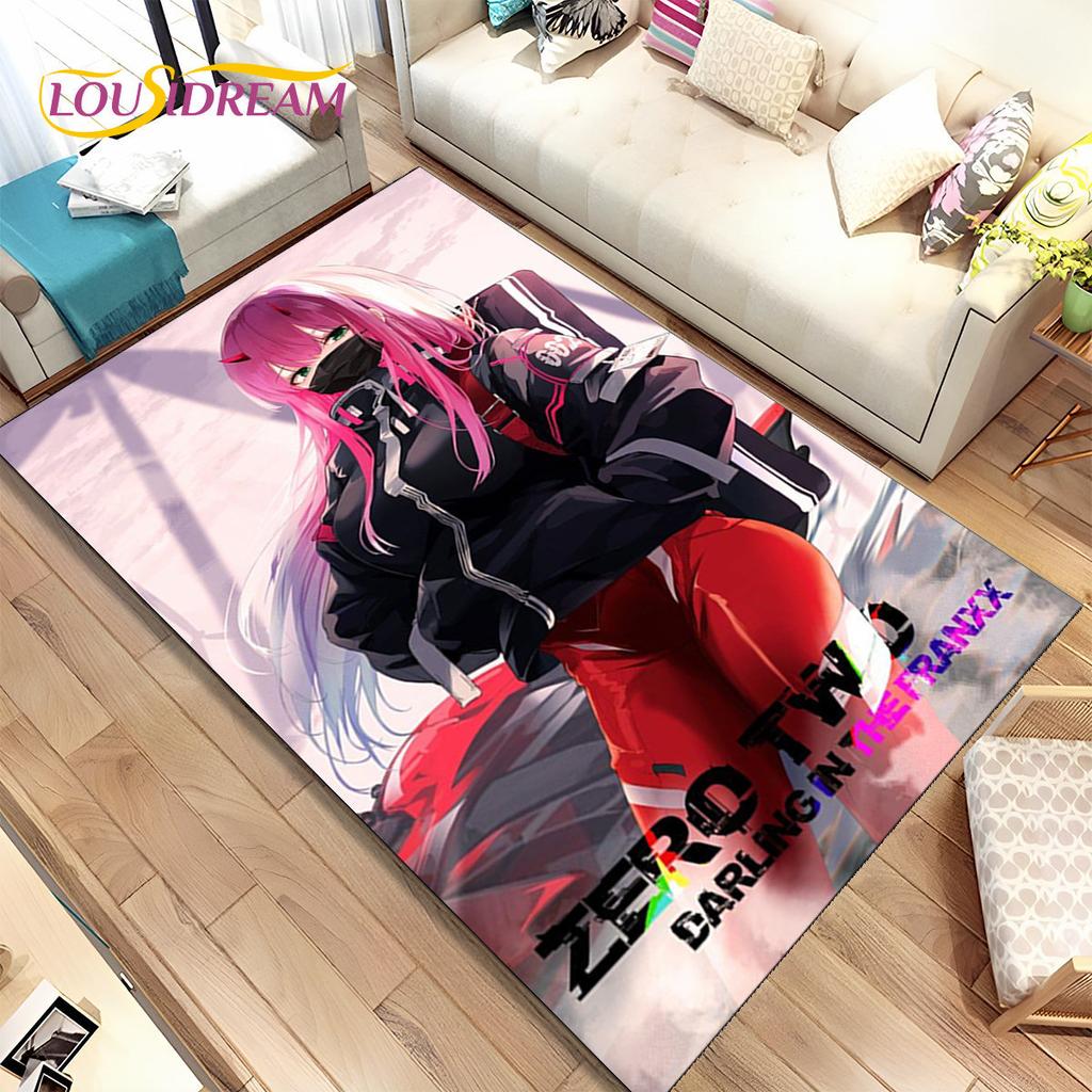 Аниме Zero Two DARLING In The FRANXX Коврик, Коврик для гостиной, спальни, дивана, коврик для двери, детский нескользящий напольный коврик