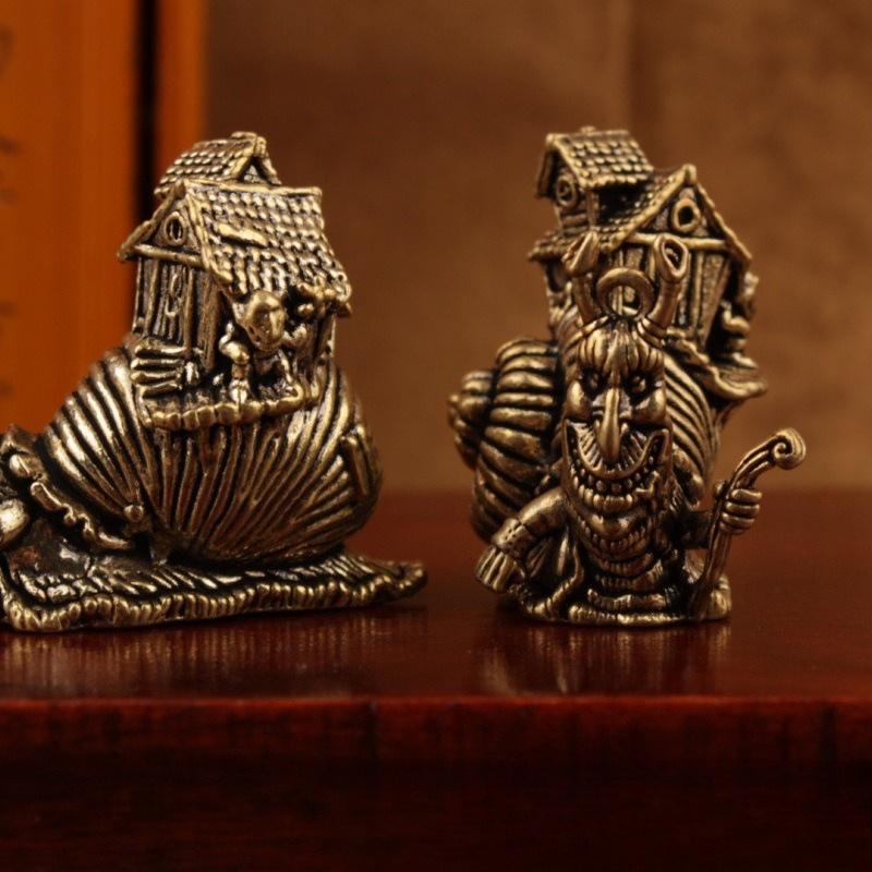 Маленькие украшения Чайный питомец Церемония Медь Имитация Фигурки животных Миниатюры Игрушки Хип-хоп Преувеличенные Цельная латунь Дом улитки