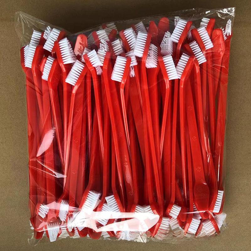 Двойная зубная щетка для домашних животных с длинной ручкой и мягкой щетиной для ухода за полостью рта собак.