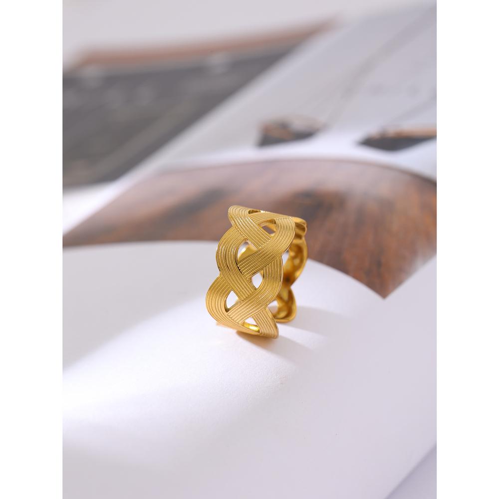 Eetit Кольцо из нержавеющей стали ручной работы с геометрическим узором для женщин