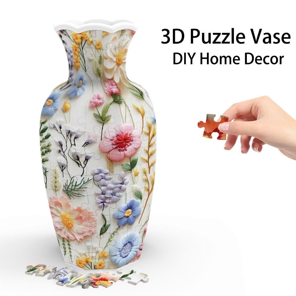 Waterproof DIY Arts Vase Artistic Flower Arrangement Vase Crafts 3D Puzzle Vase Housewarming Gift