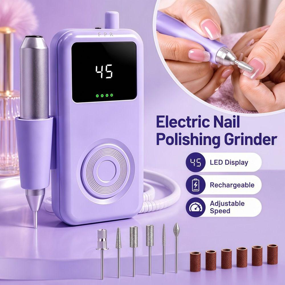 Rechargeable Electric Nail File 6 Grinding Heads Nail Grinder Nail Tools