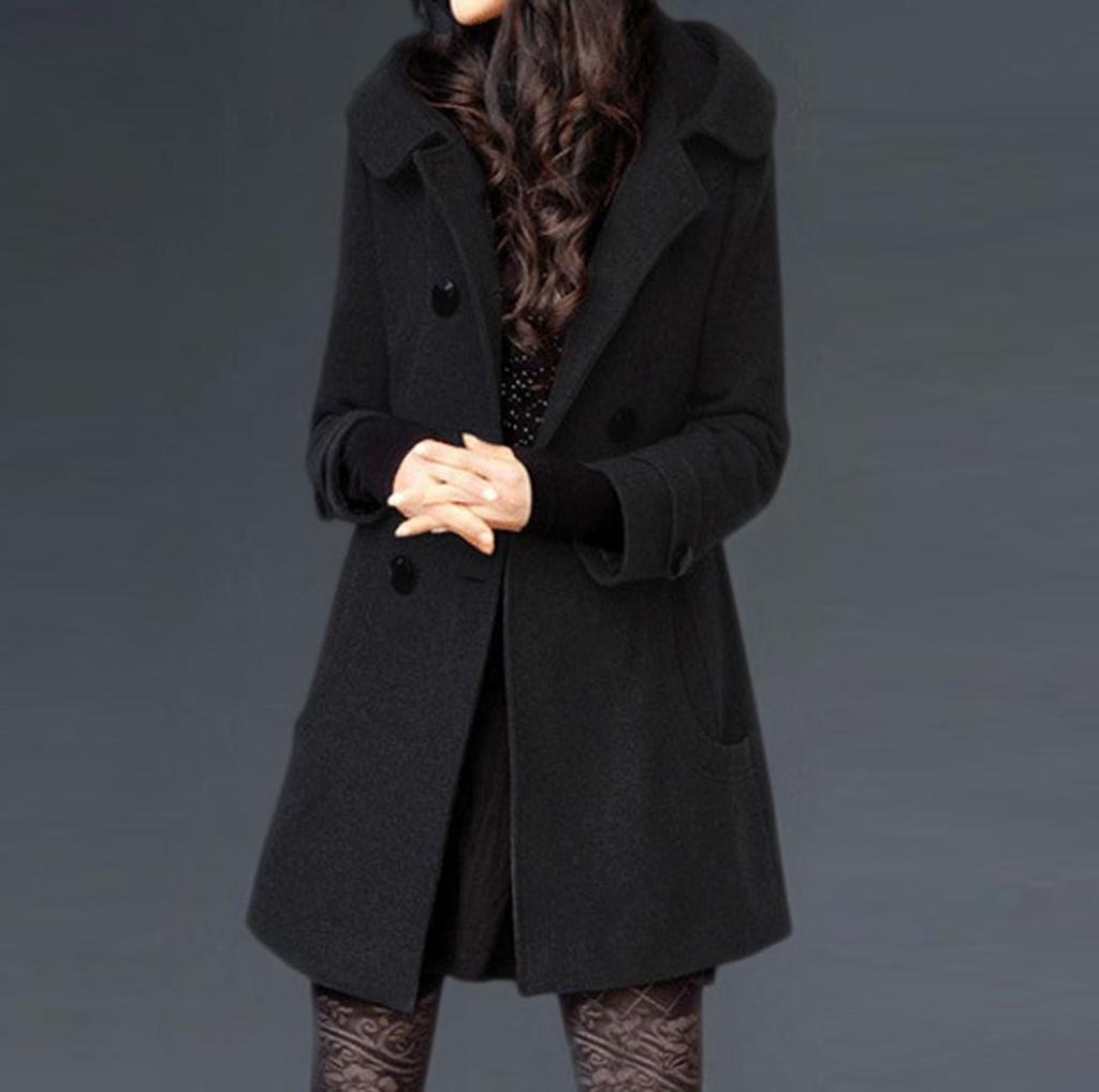 Autumn and Winter Thick Woolen Coat Women's Mid-length Hooded and Slim-fitting Woolen Coat