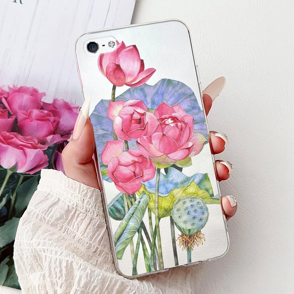 Для Apple iPhone 5 5S Чехол iPhoneSE Роскошный Чехол с Рисунком Цветов Мягкий Силиконовый Чехол для Телефона Для iPhone SE 2020 2022 iPhone5 Fundas