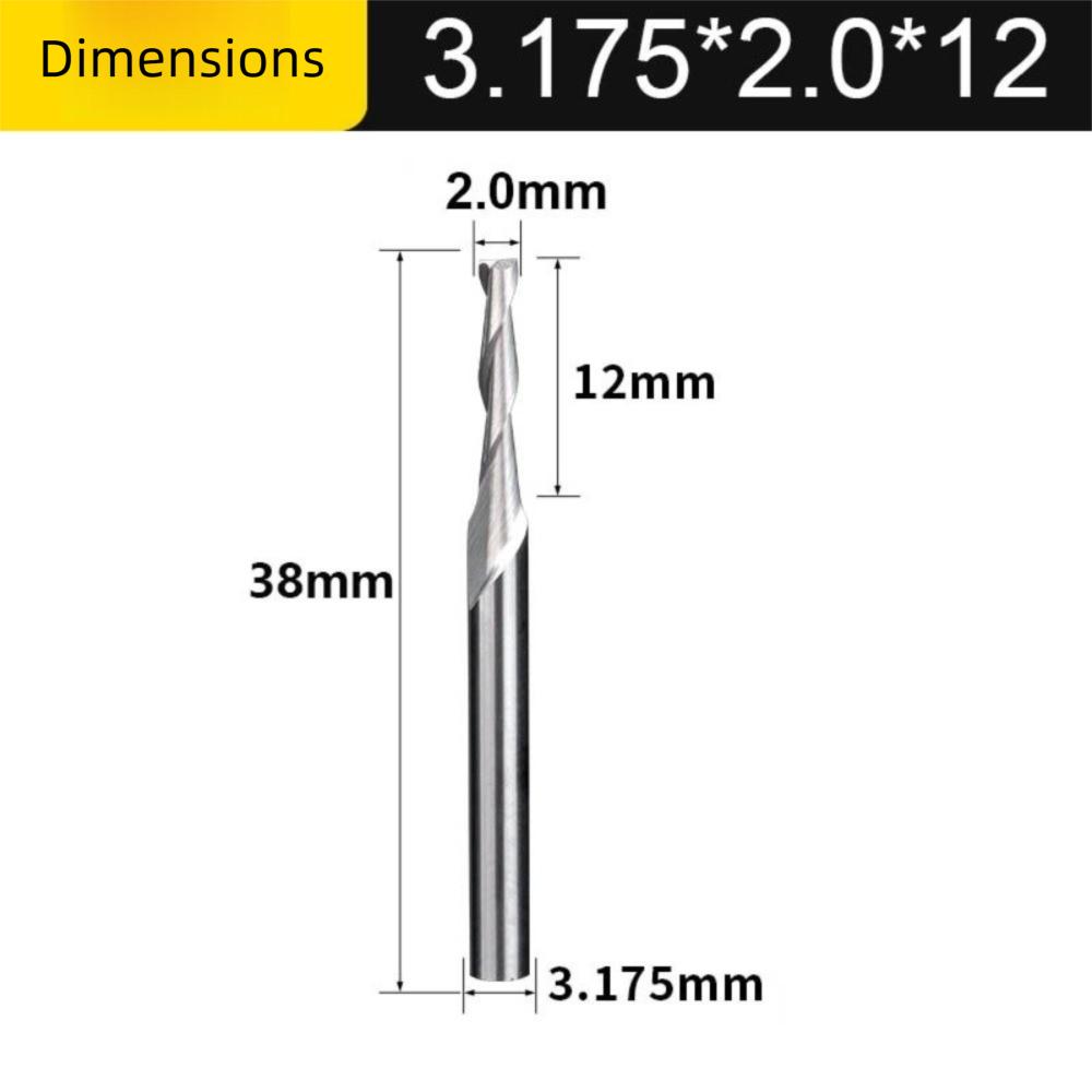 2 Flute Wood End Mill 1/8"(3.175mm) Shank CNC Router Bit Engraving Tools CNC Machining