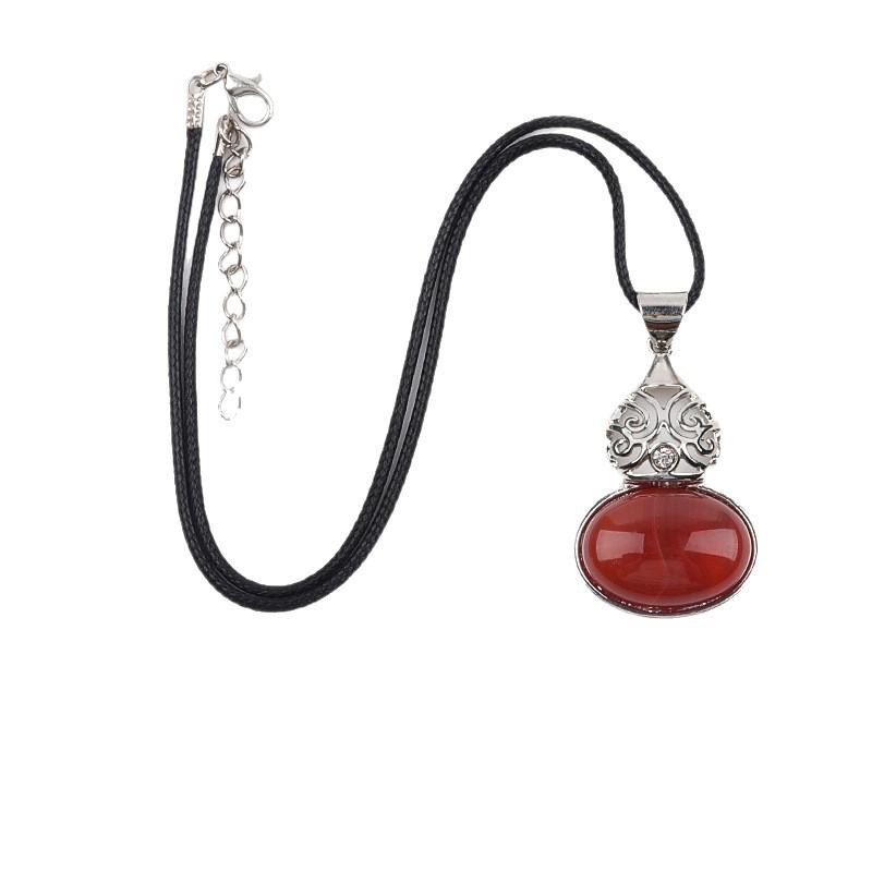 Healing Crystal Alloy Gemstone Inlaid Gourd-shaped Pendant Natural Stone Charms Healing Energy Jewelry Unisex Gift Balance Luck