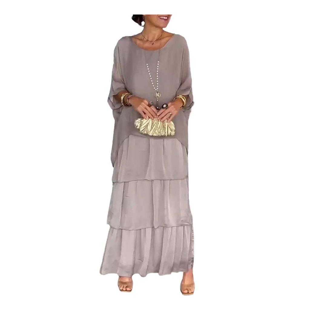 Вечернее платье Yousheng, многослойное, с разбросанным подолом, короткими рукавами, макси-платье, рукавами «летучая мышь», мешковатым круглым вырезом, шифоновое платье для выпускного вечера