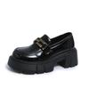 Black Retro British Style Loafer Single Shoes Women's 2025 Spring and Autumn New Thick Heel Thick Sole Height Increase with Skirt Small Leather Shoes