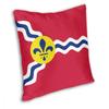 Flag Of St. Louis Square Pillow Case Cushions for Sofa Fleur De Lis Lily Flower Symbol Novelty Cushion Covers