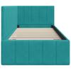 L shaped bed frame with headboard turquoise 80 cm x 200 cm velvet