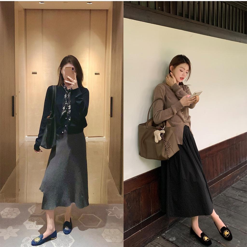 Studiolee French Exquisite Embroidery One-pedal Velvet Flat-soled Soft-soled Loafer Beanie Single Shoes Women