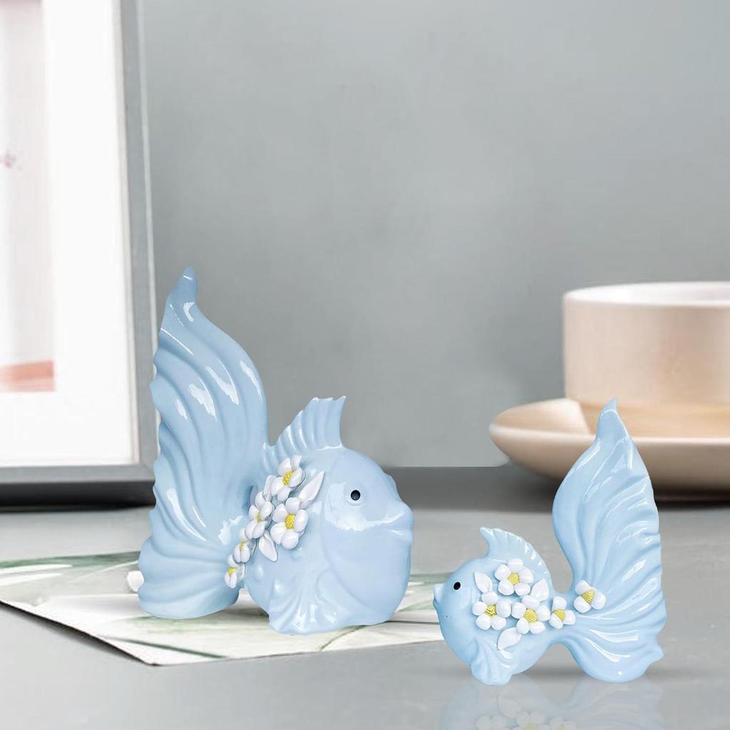 Modern Minimalist Sky Love Fish Art Figures | Beautiful Home Decor- (Set of 2 Pcs , Sky) Latest