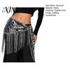 Stage Dance Accessory Women Leopard Fringe Hip Scarf, Belly Sequins Wrap Skirt, Waist with Tassels, Performance Clothing Accessories Tassel Belt