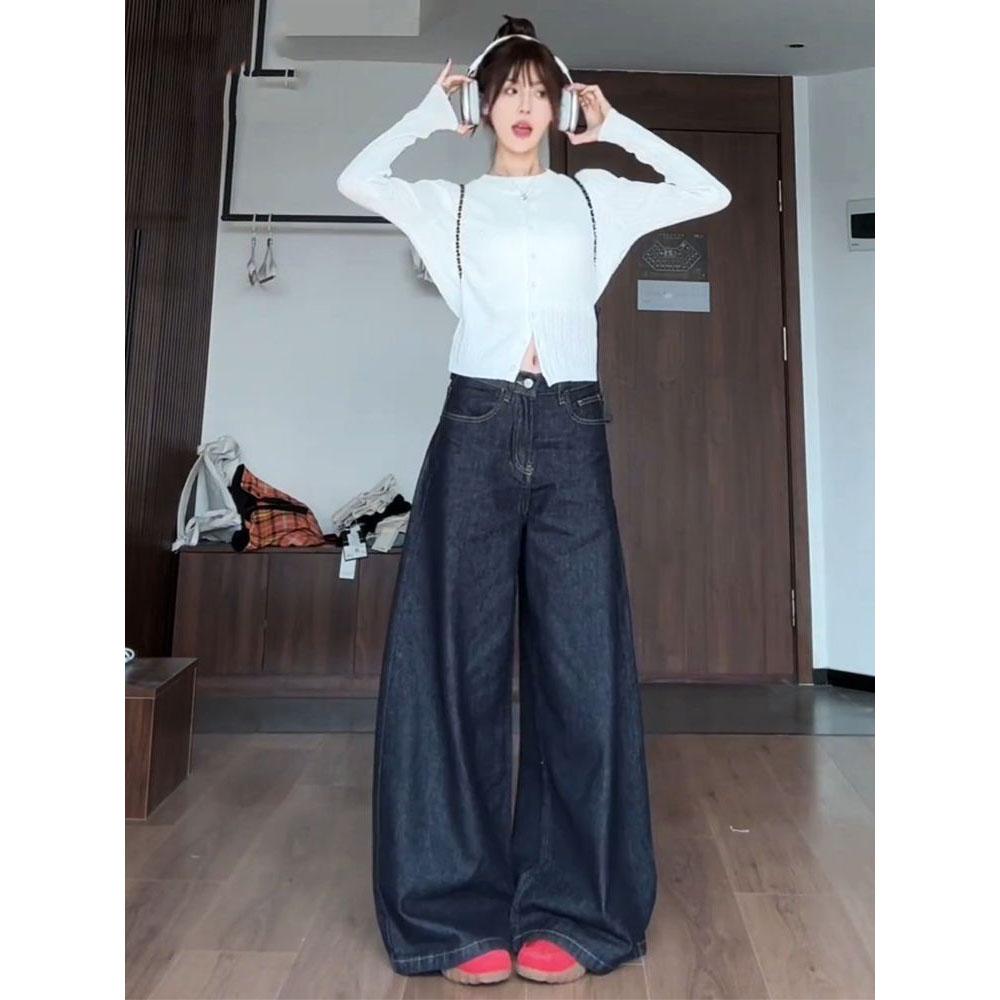 Женские джинсы High Street Vibe Wide-leg, стираные, свободные, прямые, большого размера