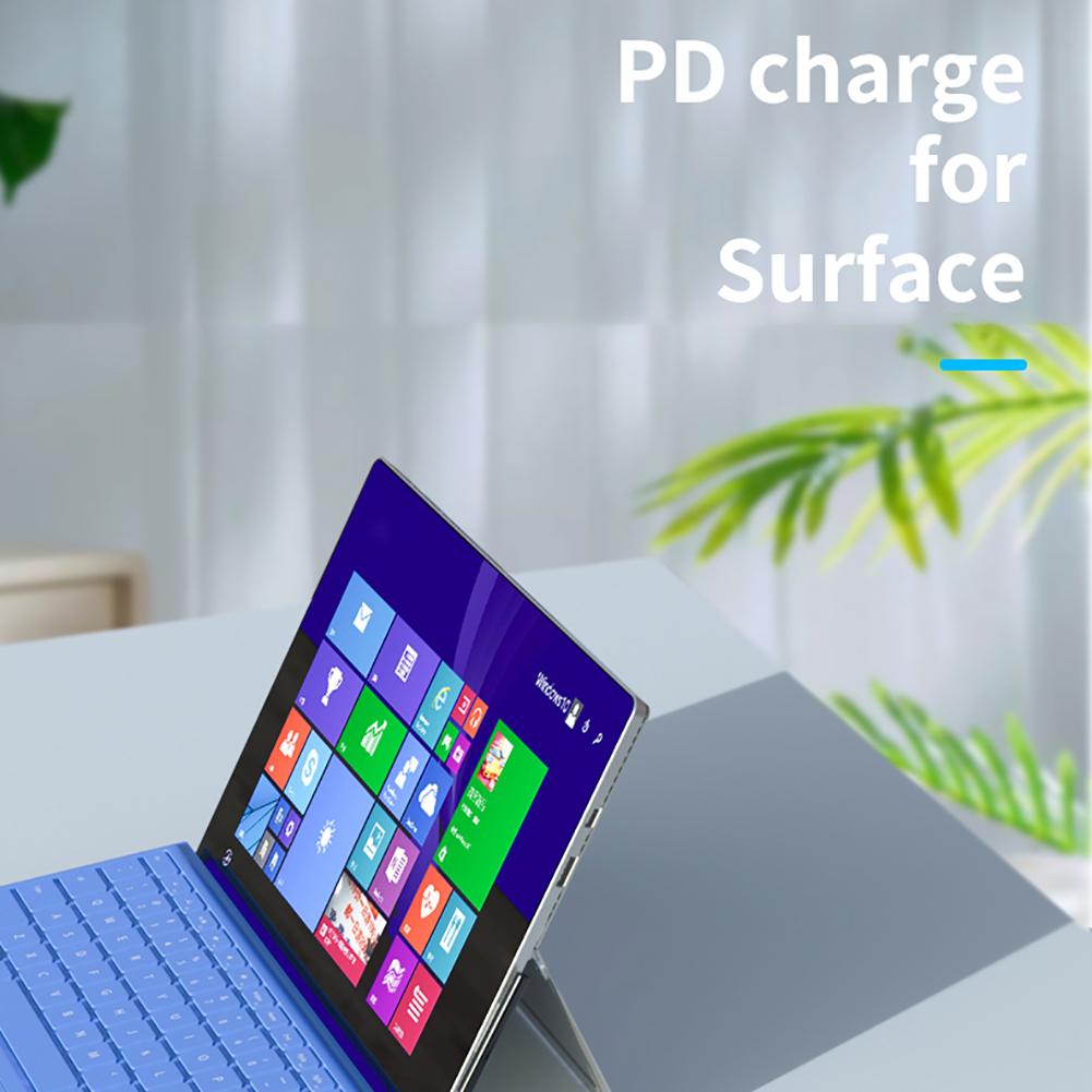 Зарядный кабель USB C Male Подходит для Surface Pro 7 6 5 4 3 GO BOOK Ноутбук 1 2 Защита от перегрузки, перенапряжения, помех