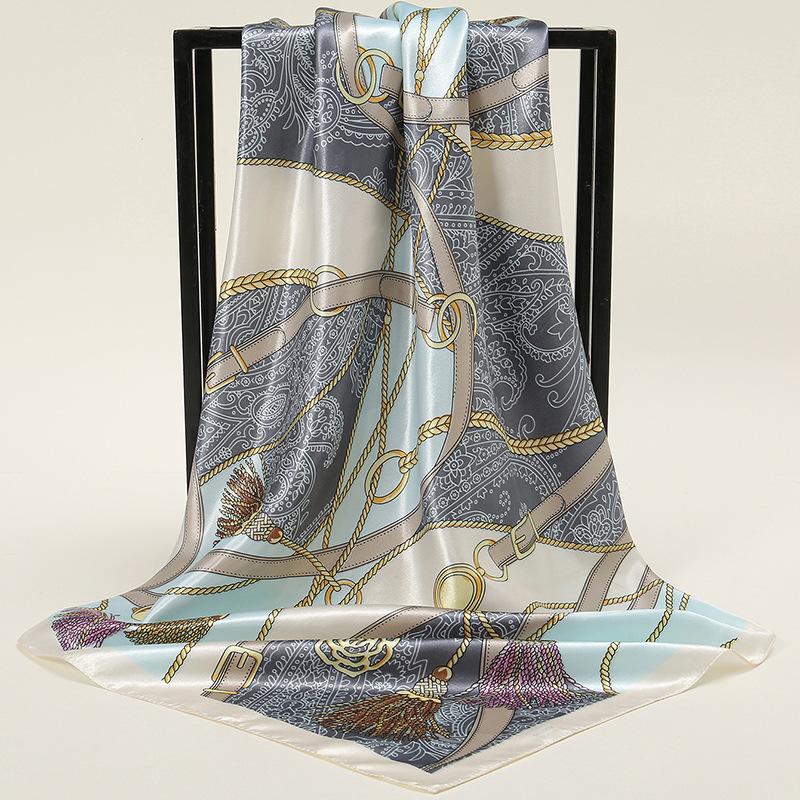 New European and American Printed Silk Square Scarf Fashion Women's Versatile Bag Headscarf Professional Scarf Silk Scarf